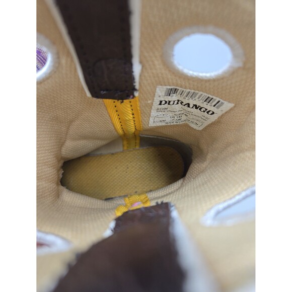 Durango Lil' Rebel Kids Western Cowboy Boot Dark Brown and Purple 8" Size 1 M - Picture 7 of 12